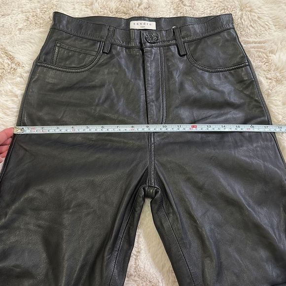 NWOT Sandro Five Pocket Leather Pant Black Size 36 - Picture 9 of 12